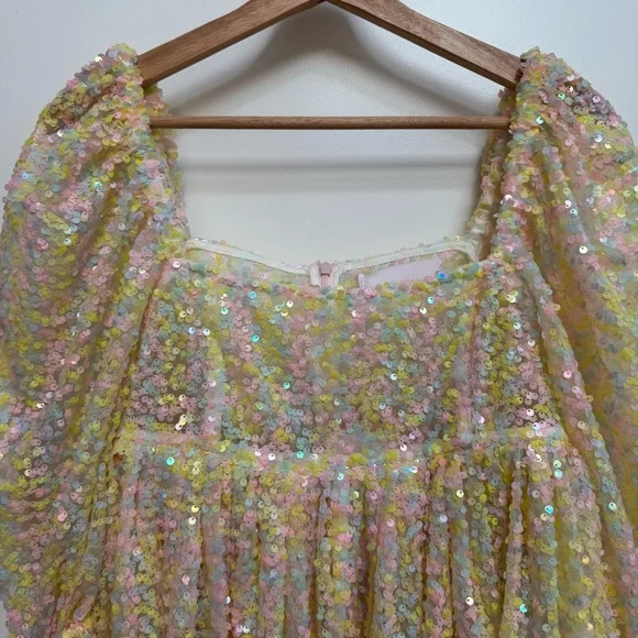 Selkie The Rainbow Sequin Puff Dress - Picture 3 of 16